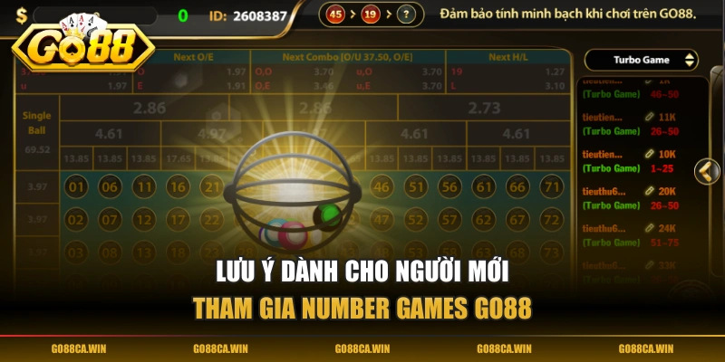 Lưu ý dành cho người mới tham gia Number games GO88