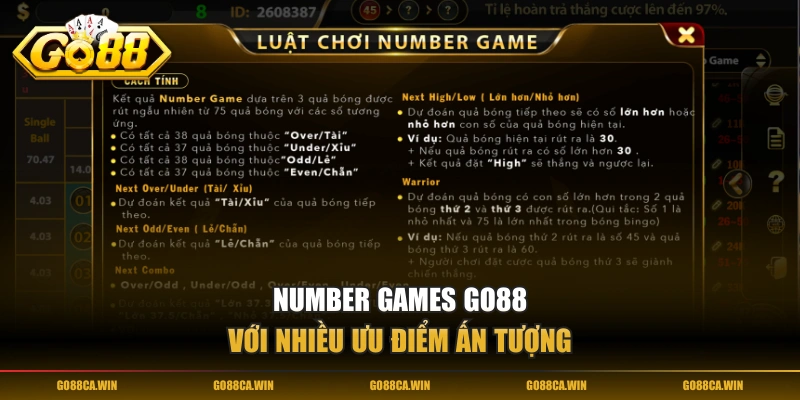 Number games GO88 với nhiều ưu điểm ấn tượng